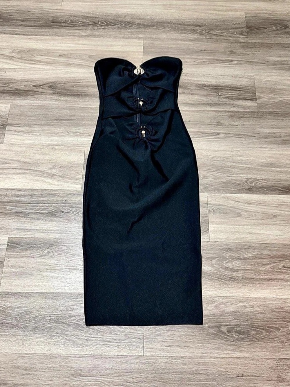 Fashion Nova Bow Bandeau Midi Dress Black Midi Dress Size Large NWT